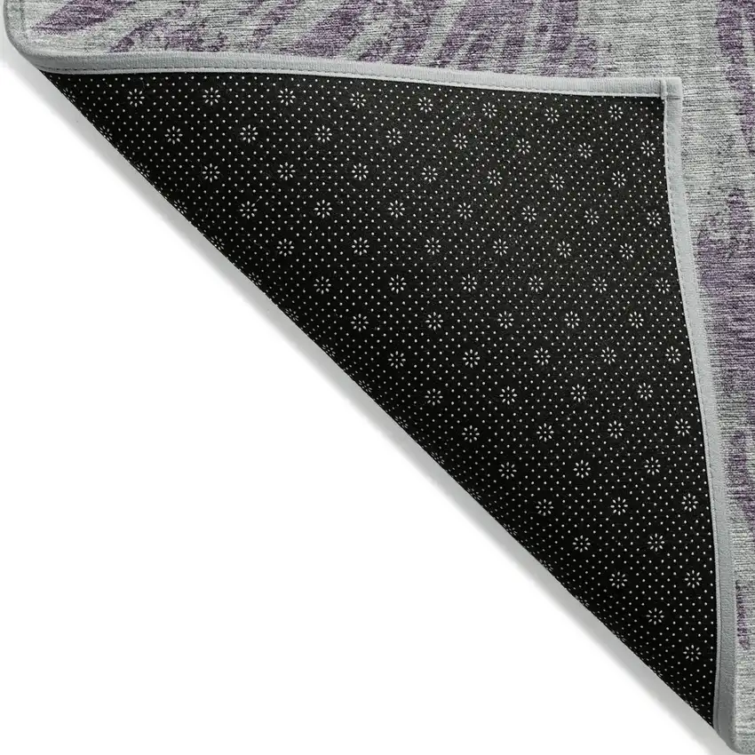 Purple And Gray Abstract Washable Indoor Outdoor Area Rug Photo 4
