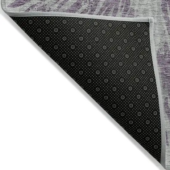 Purple And Gray Abstract Washable Indoor Outdoor Area Rug Photo 4