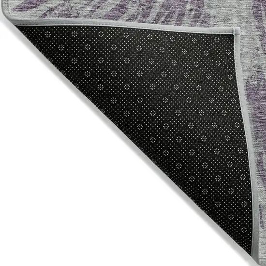 Purple And Gray Abstract Washable Indoor Outdoor Area Rug Photo 4