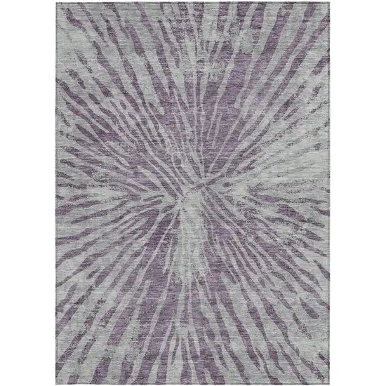 Purple And Gray Abstract Washable Indoor Outdoor Area Rug Photo 6