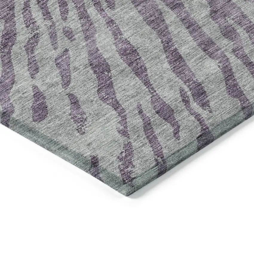 Purple And Gray Abstract Washable Indoor Outdoor Area Rug Photo 5