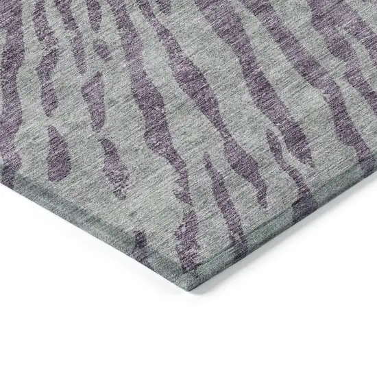 Purple And Gray Abstract Washable Indoor Outdoor Area Rug Photo 5