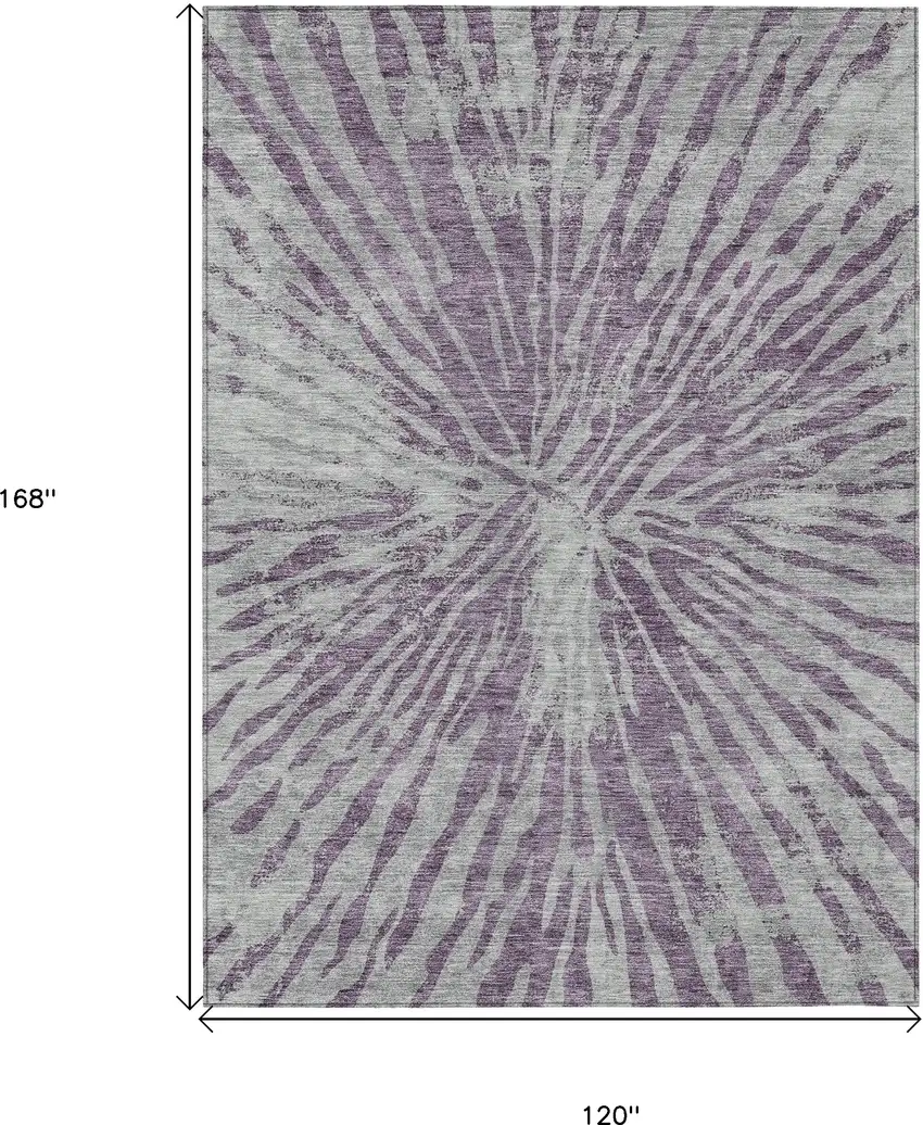 Purple And Gray Abstract Washable Indoor Outdoor Area Rug Photo 3