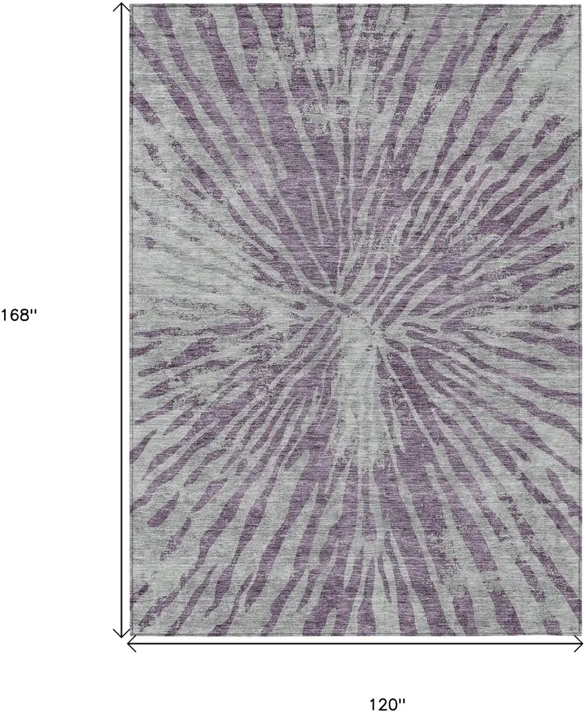 Purple And Gray Abstract Washable Indoor Outdoor Area Rug Photo 3