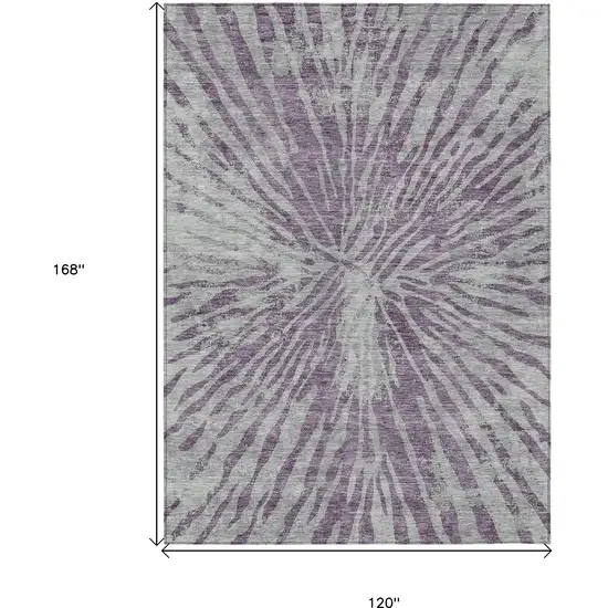 Purple And Gray Abstract Washable Indoor Outdoor Area Rug Photo 3
