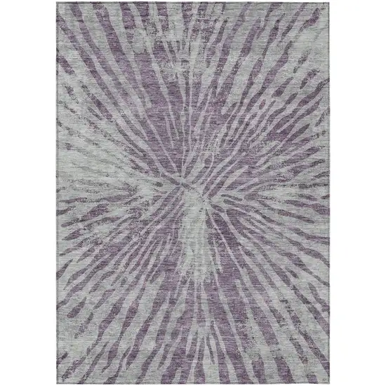 Purple And Gray Abstract Washable Indoor Outdoor Area Rug Photo 2