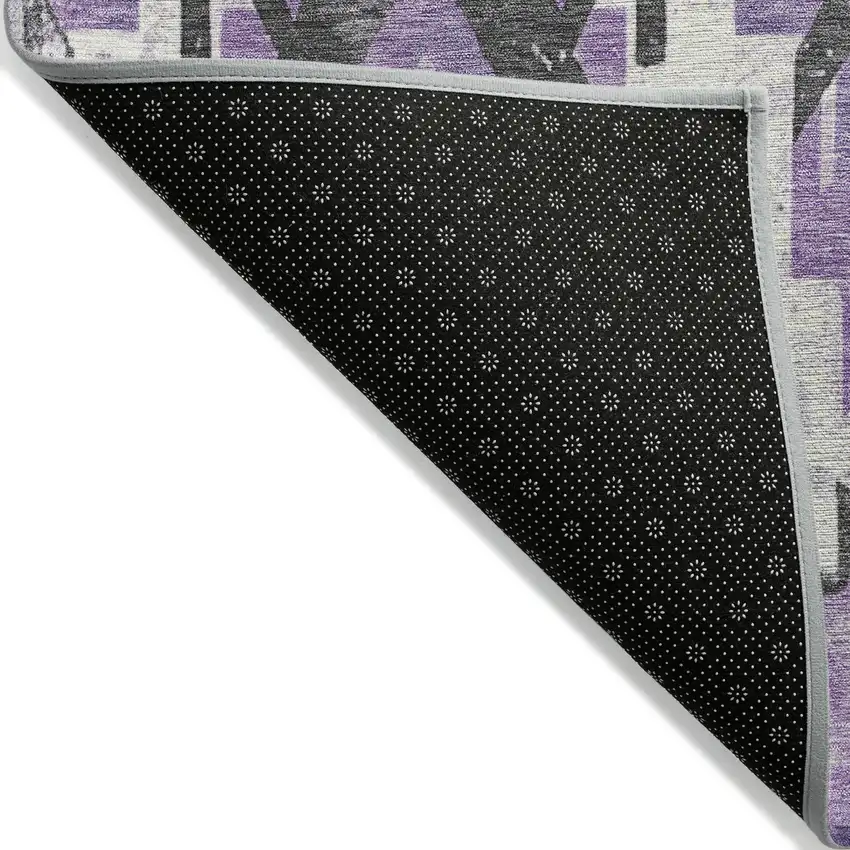 Purple And Gray Aztec Washable Indoor Outdoor Area Rug Photo 9