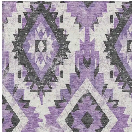 Purple And Gray Aztec Washable Indoor Outdoor Area Rug Photo 6