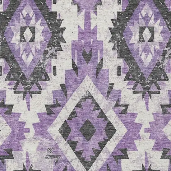 Purple And Gray Aztec Washable Indoor Outdoor Area Rug Photo 3