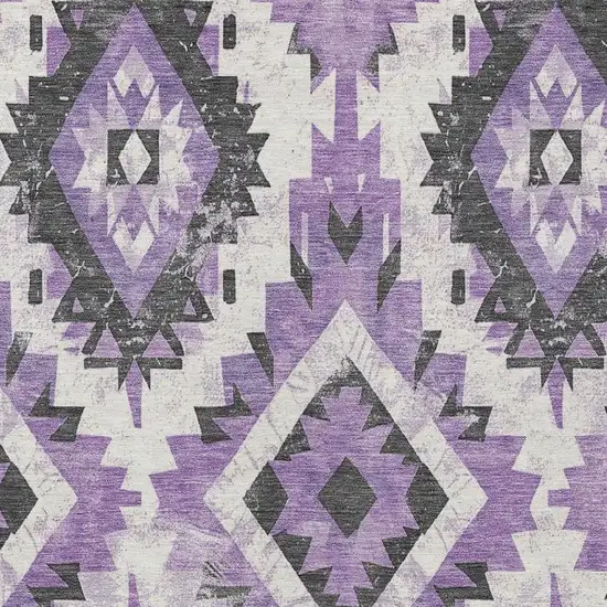 Purple And Gray Aztec Washable Indoor Outdoor Area Rug Photo 4