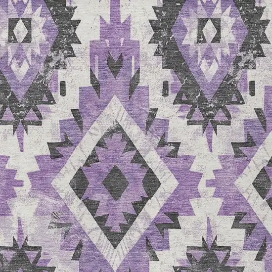 Purple And Gray Aztec Washable Indoor Outdoor Area Rug Photo 3
