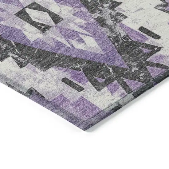 Purple And Gray Aztec Washable Indoor Outdoor Area Rug Photo 7