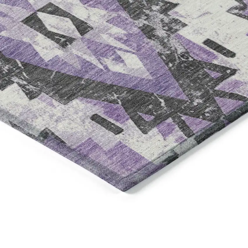 Purple And Gray Aztec Washable Indoor Outdoor Area Rug Photo 7