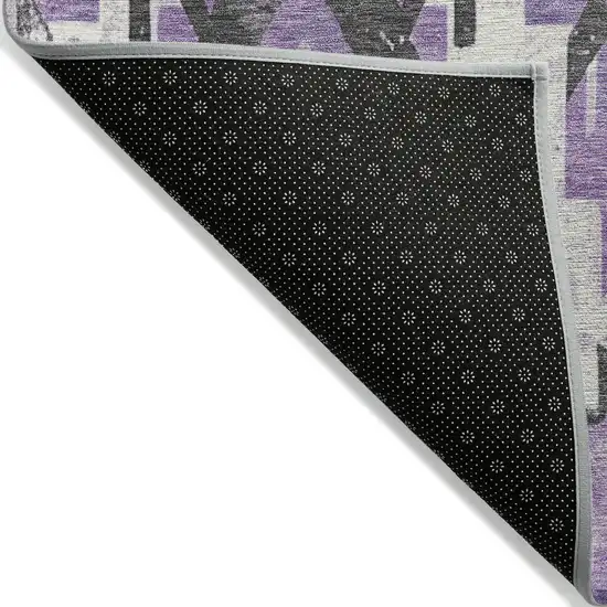 Purple And Gray Aztec Washable Indoor Outdoor Area Rug Photo 8