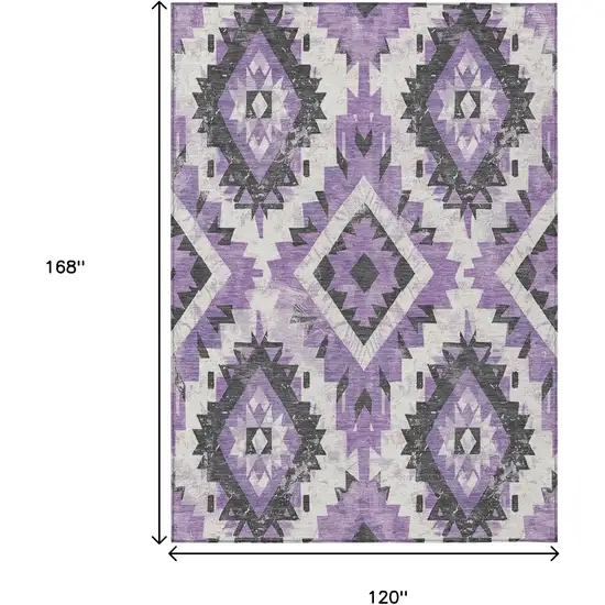 Purple And Gray Aztec Washable Indoor Outdoor Area Rug Photo 9
