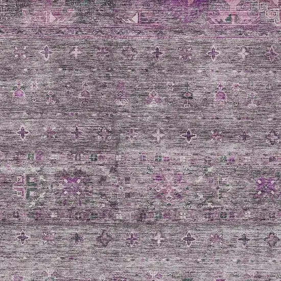 Purple And Gray Floral Washable Indoor Outdoor Area Rug Photo 7