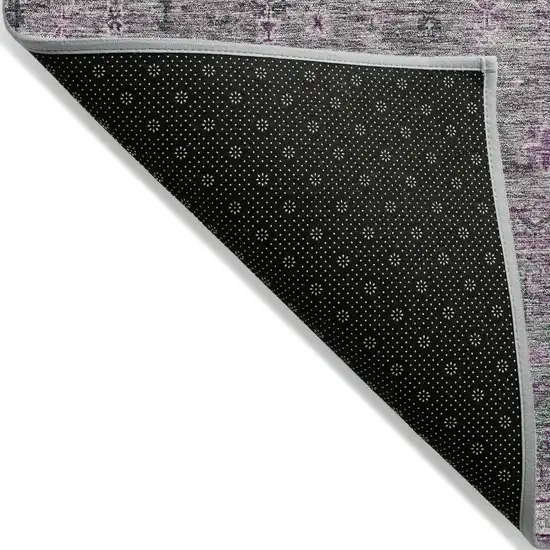 Purple And Gray Floral Washable Indoor Outdoor Area Rug Photo 4