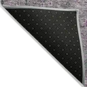 Photo of Purple And Gray Floral Washable Indoor Outdoor Area Rug