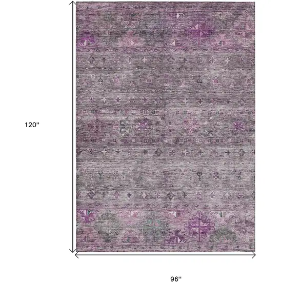 Purple And Gray Floral Washable Indoor Outdoor Area Rug Photo 3