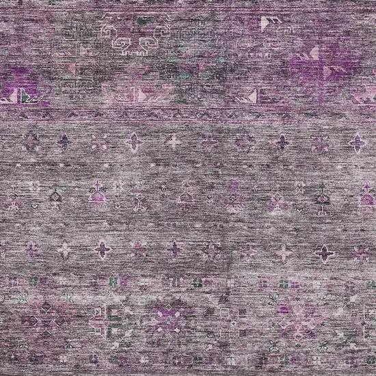 Purple And Gray Floral Washable Indoor Outdoor Area Rug Photo 6