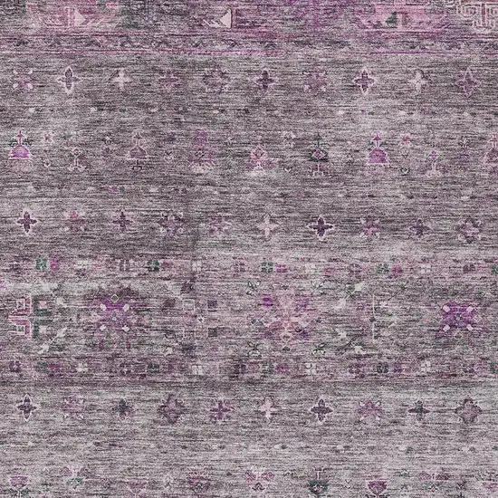 Purple And Gray Floral Washable Indoor Outdoor Area Rug Photo 6