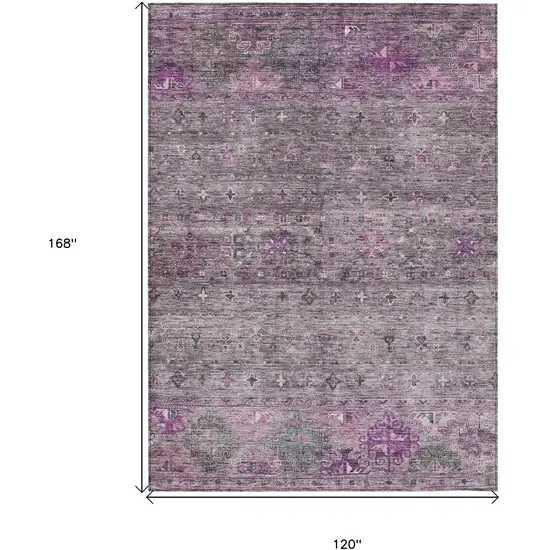 Purple And Gray Floral Washable Indoor Outdoor Area Rug Photo 3