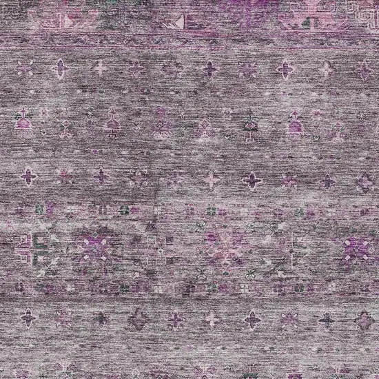 Purple And Gray Floral Washable Indoor Outdoor Area Rug Photo 6