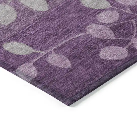 Purple And Gray Floral Washable Indoor Outdoor Area Rug Photo 9