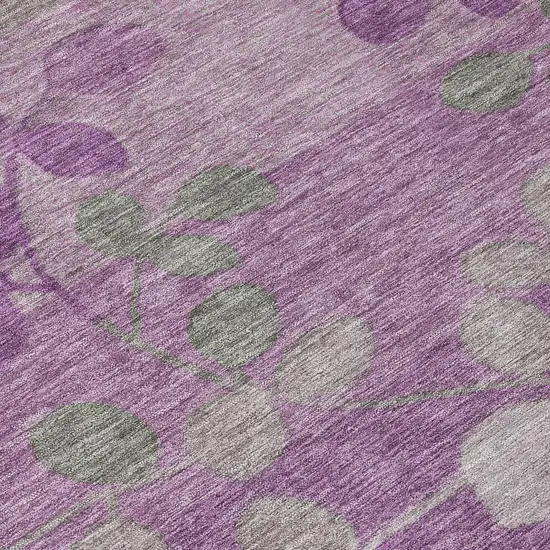 Purple And Gray Floral Washable Indoor Outdoor Area Rug Photo 9