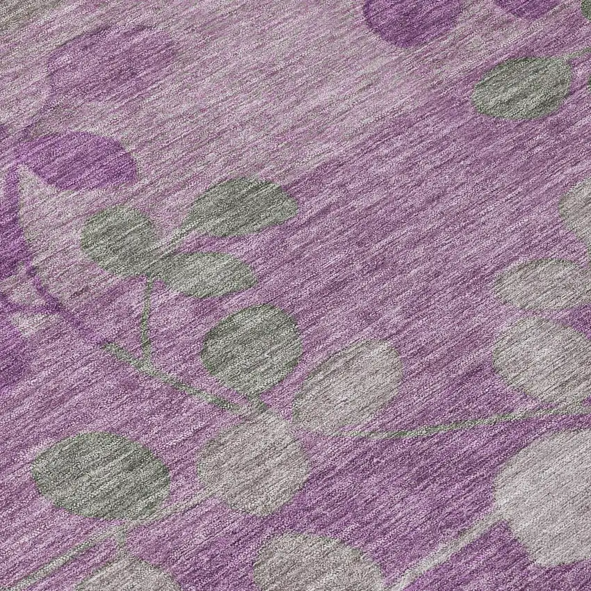 Purple And Gray Floral Washable Indoor Outdoor Area Rug Photo 9