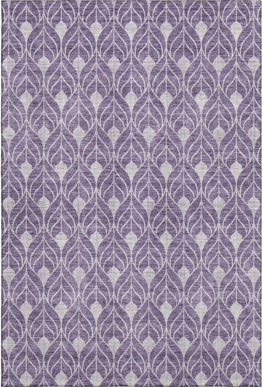 Purple And Gray Geometric Washable Area Rug With UV Protection Photo 1
