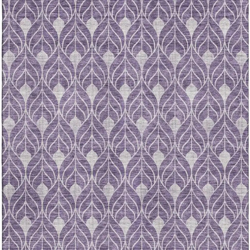 Purple And Gray Geometric Washable Area Rug With UV Protection Photo 3