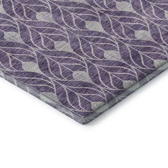Purple And Gray Geometric Washable Area Rug With UV Protection Photo 7