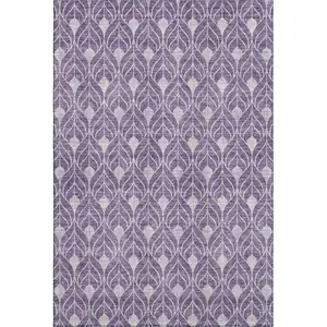 Photo of Purple And Gray Geometric Washable Area Rug With UV Protection