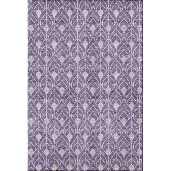 Purple And Gray Geometric Washable Area Rug With UV Protection Photo 3