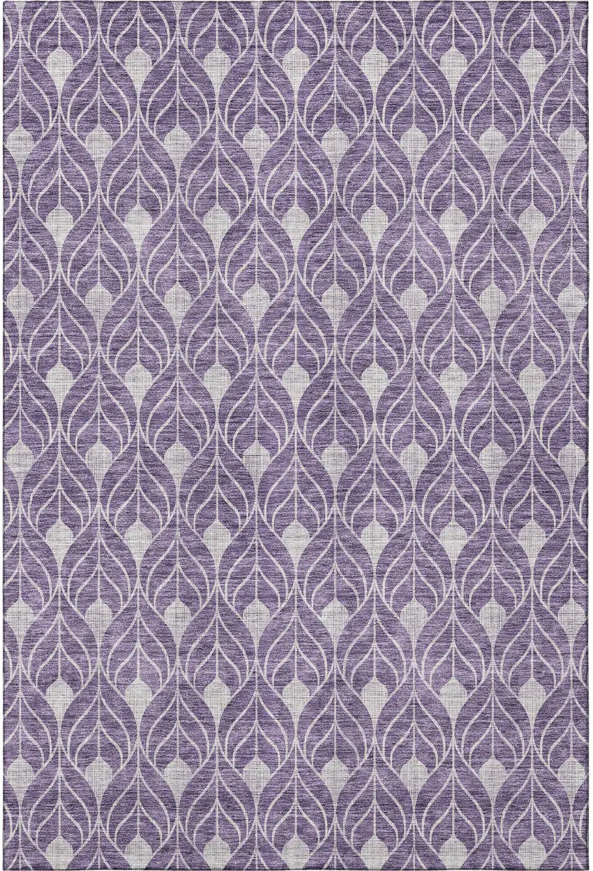 Purple And Gray Geometric Washable Area Rug With UV Protection Photo 3