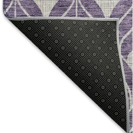 Purple And Gray Geometric Washable Area Rug With UV Protection Photo 6
