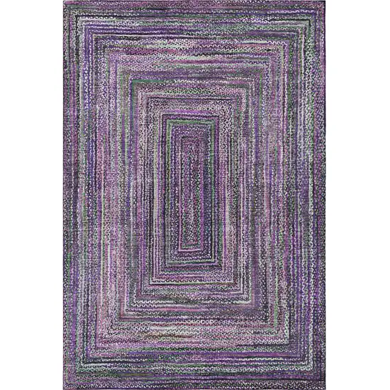 Purple And Gray Geometric Washable Area Rug With UV Protection Photo 3