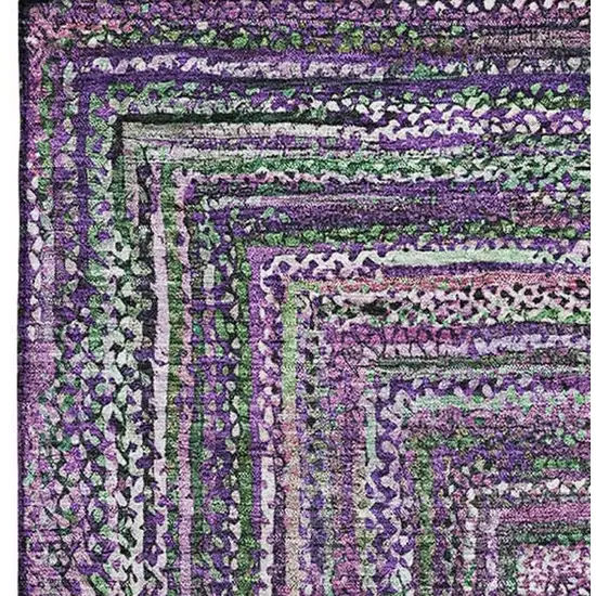 Purple And Gray Geometric Washable Area Rug With UV Protection Photo 2