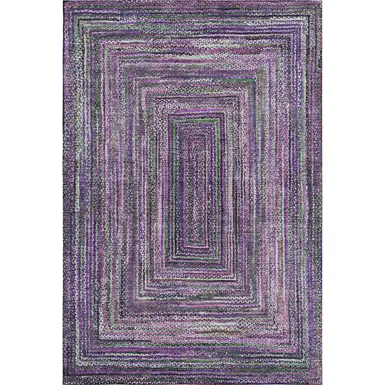 Purple And Gray Geometric Washable Area Rug With UV Protection Photo 1