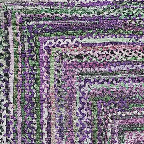 Purple And Gray Geometric Washable Area Rug With UV Protection Photo 2