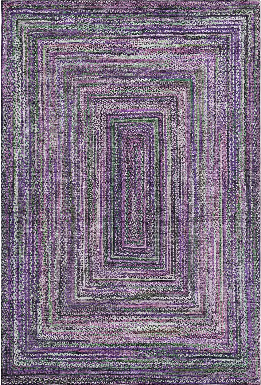 Purple And Gray Geometric Washable Area Rug With UV Protection Photo 1