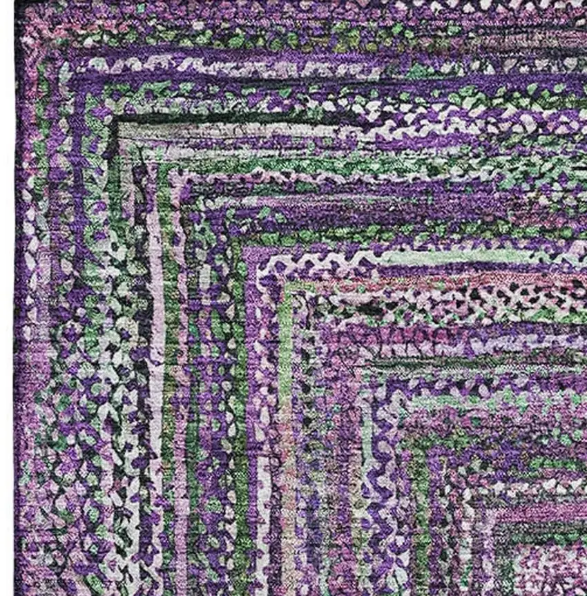 Purple And Gray Geometric Washable Area Rug With UV Protection Photo 3