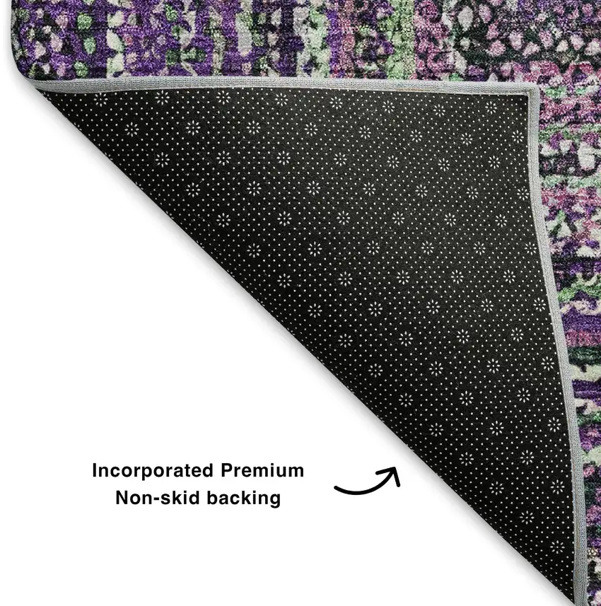 Purple And Gray Geometric Washable Area Rug With UV Protection Photo 6