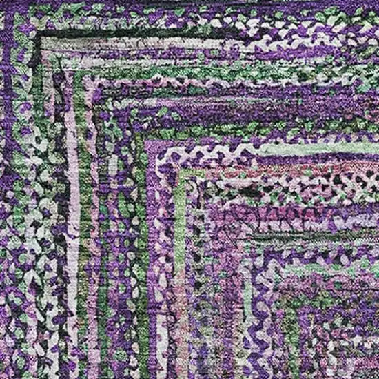 Purple And Gray Geometric Washable Area Rug With UV Protection Photo 2