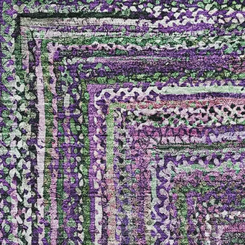 Purple And Gray Geometric Washable Area Rug With UV Protection Photo 2