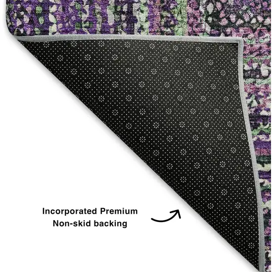 Purple And Gray Geometric Washable Area Rug With UV Protection Photo 6