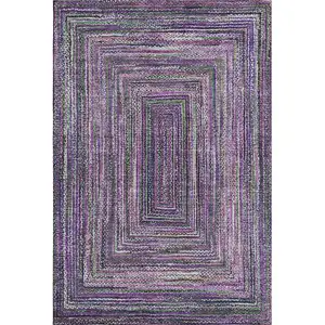 Photo of Purple And Gray Geometric Washable Area Rug With UV Protection