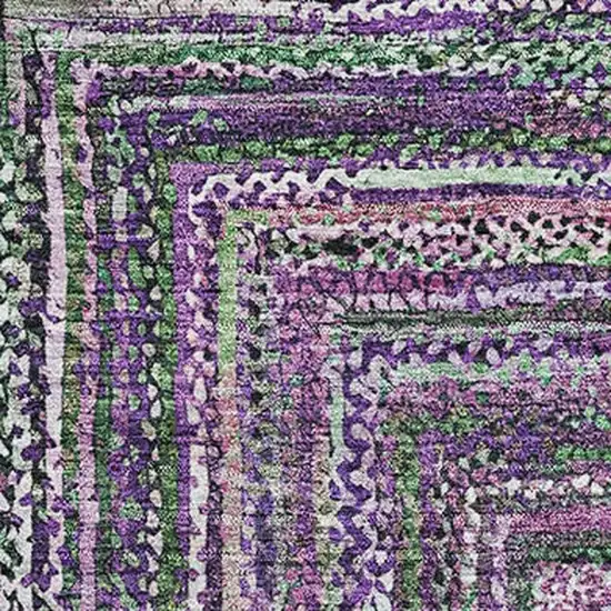 Purple And Gray Geometric Washable Area Rug With UV Protection Photo 2