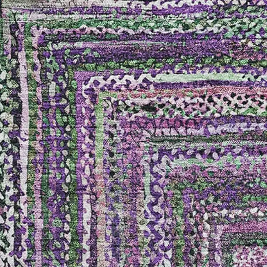 Purple And Gray Geometric Washable Area Rug With UV Protection Photo 2